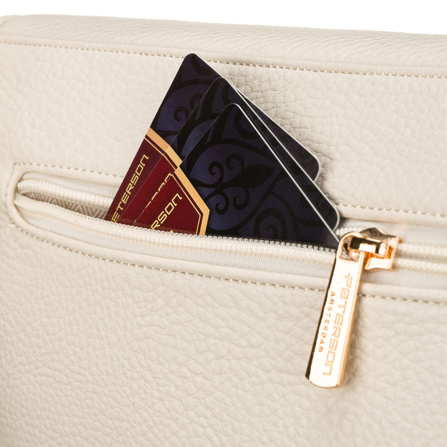Hellbeige Damen-Gürteltasche aus Öko-Leder mit Reißverschluss – Peterson – Bild 8