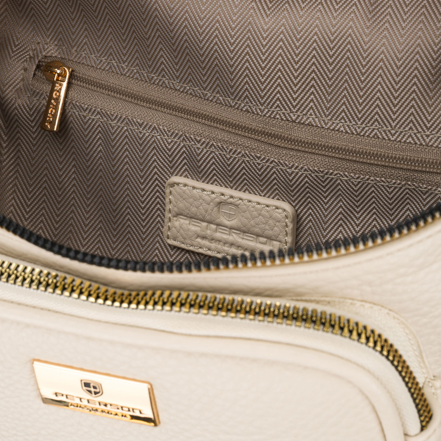 Hellbeige Damen-Gürteltasche aus Öko-Leder mit Reißverschluss – Peterson – Bild 6