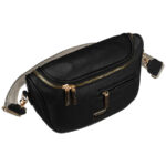 Schwarze Damen-Gürteltasche aus Öko-Leder mit Rücktasche – Peterson