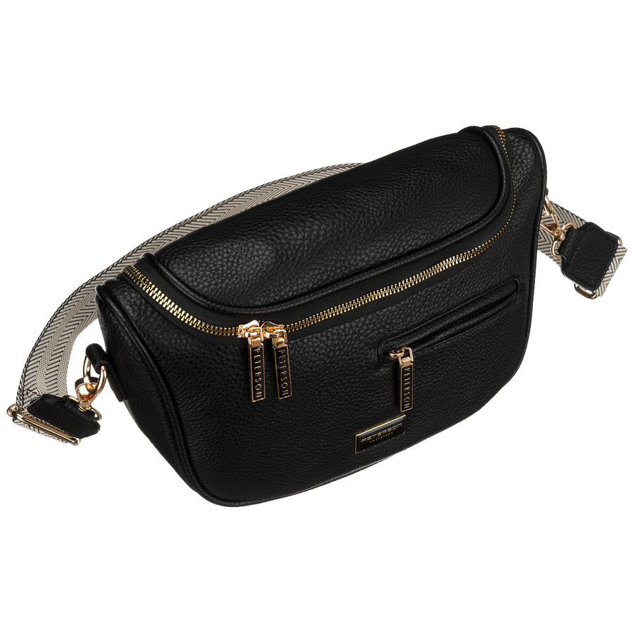 Schwarze Damen-Gürteltasche aus Öko-Leder mit Rücktasche – Peterson