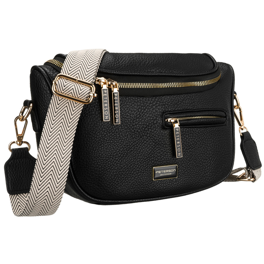 Schwarze Damen-Gürteltasche aus Öko-Leder mit Rücktasche – Peterson – Bild 2