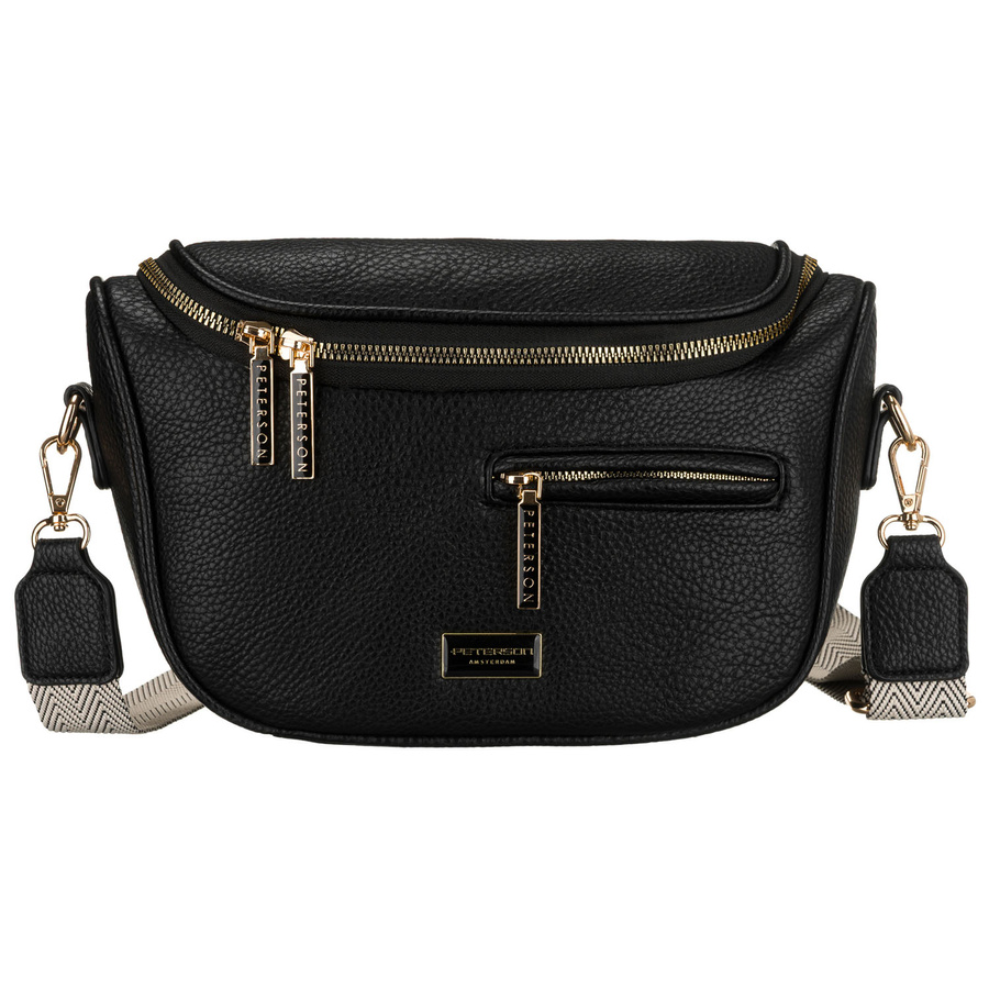 Schwarze Damen-Gürteltasche aus Öko-Leder mit Rücktasche – Peterson – Bild 3