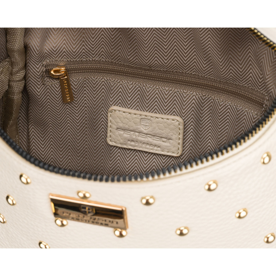 Hellbeige Damen-Bauchtasche aus Kunstleder mit Nieten verziert – Peterson – Bild 6