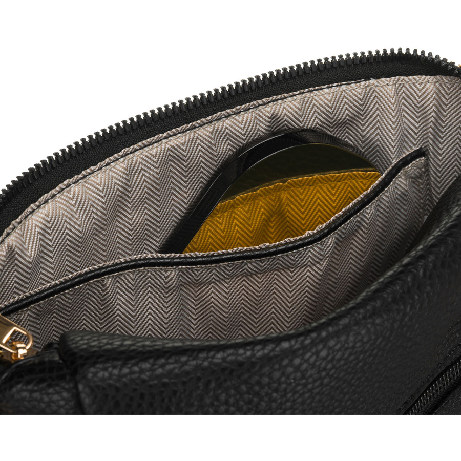 Schwarze, praktische Damen-Gürteltasche aus Öko-Leder, verziert mit Nieten – Peterson – Bild 7