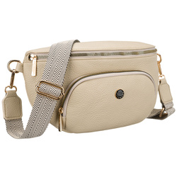Peterson Damen-Bauchtasche aus Öko-Leder in Beige mit Reißverschluss