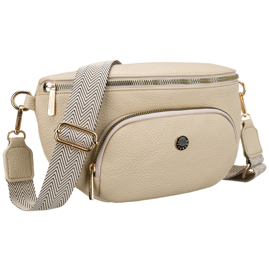 Peterson Damen-Bauchtasche aus Öko-Leder in Beige mit Reißverschluss