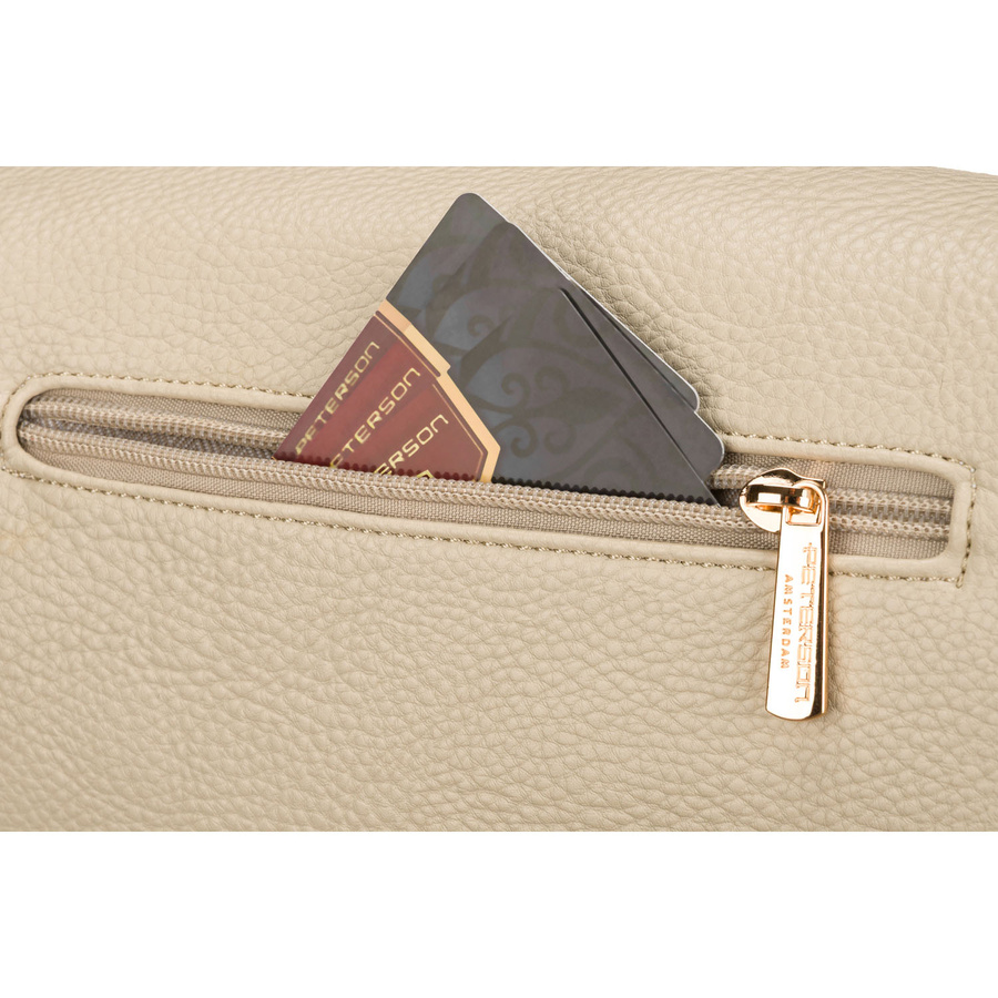 Peterson Damen-Bauchtasche aus Öko-Leder in Beige mit Reißverschluss – Bild 8