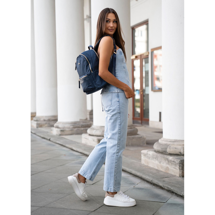 Zweifach unterteiltes, marineblaues Damen-Rucksack aus Polyester - Peterson – Bild 3