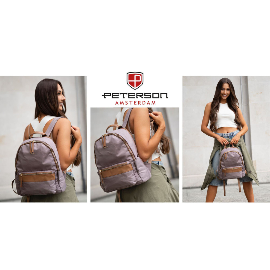 Peterson Damen-Rucksack mit zwei Fächern aus Polyester in Beige – Bild 11