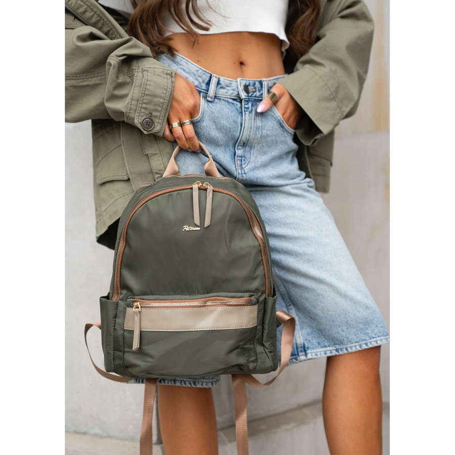 Grüner, städtischer Damenrucksack aus Polyester mit Reißverschlüssen verschließbar – Peterson – Bild 5