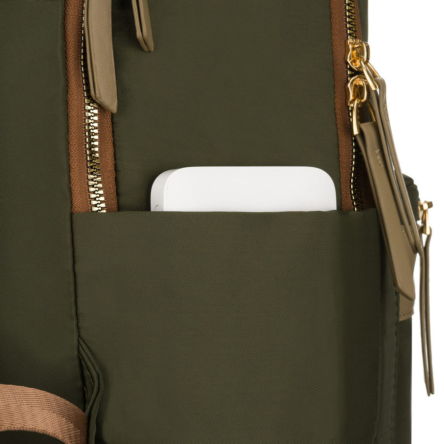 Grüner, städtischer Damenrucksack aus Polyester mit Reißverschlüssen verschließbar – Peterson – Bild 14