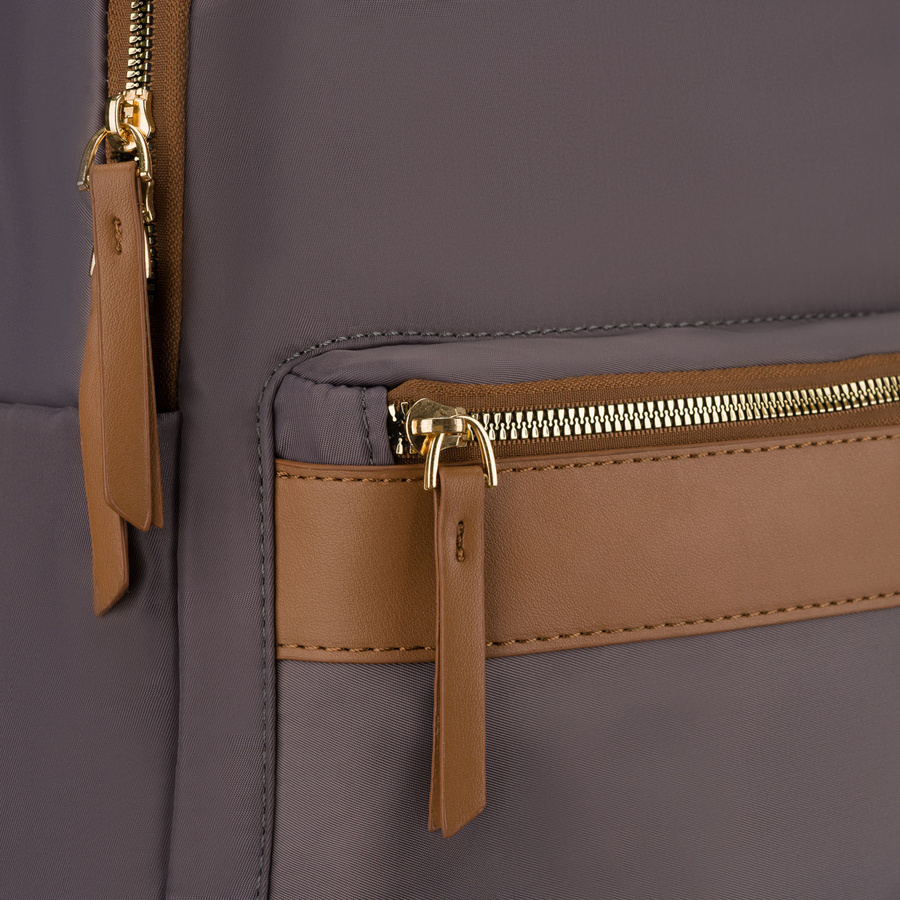 Grauer, städtischer Damen-Rucksack aus Polyester mit Reißverschlüssen – Peterson – Bild 12