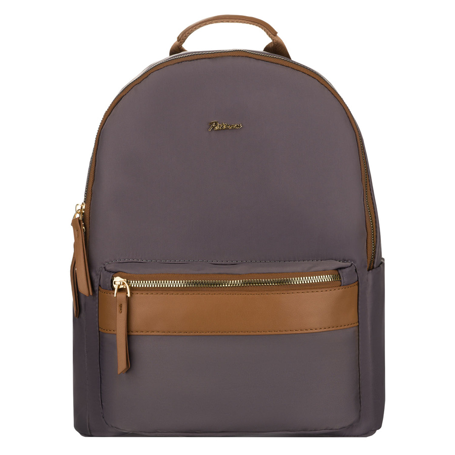 Grauer, städtischer Damen-Rucksack aus Polyester mit Reißverschlüssen – Peterson – Bild 4