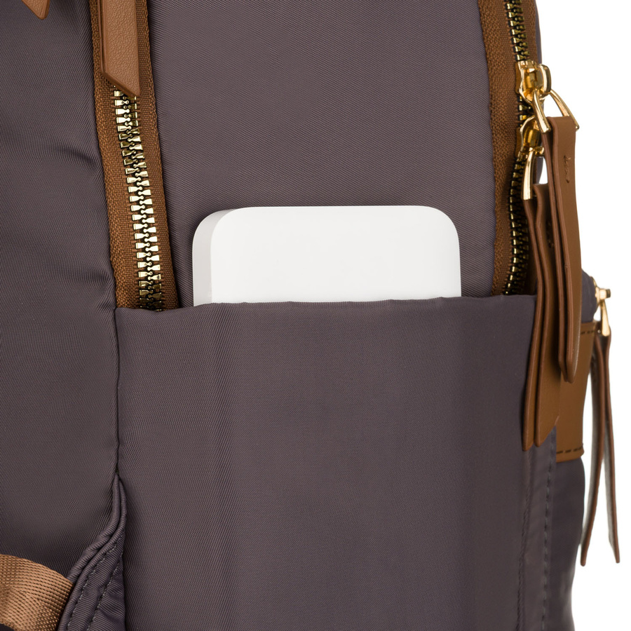 Grauer, städtischer Damen-Rucksack aus Polyester mit Reißverschlüssen – Peterson – Bild 13