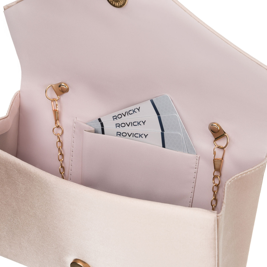 Kleine Damen-Clutch aus synthetischem Stoff in Beige – Rovicky – Bild 6