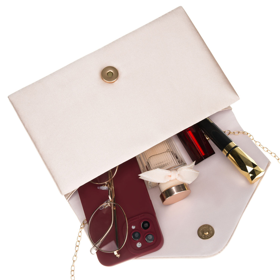 Kleine Damen-Clutch aus synthetischem Stoff in Beige – Rovicky – Bild 7
