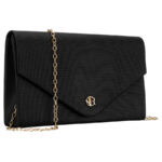Schwarze, bestickte Damen-Clutch aus synthetischem Stoff - Rovicky