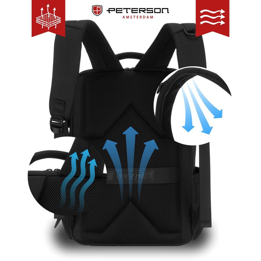 Reise-Rucksack aus Polyester in Schwarz mit Laptopfach - Peterson – Bild 8