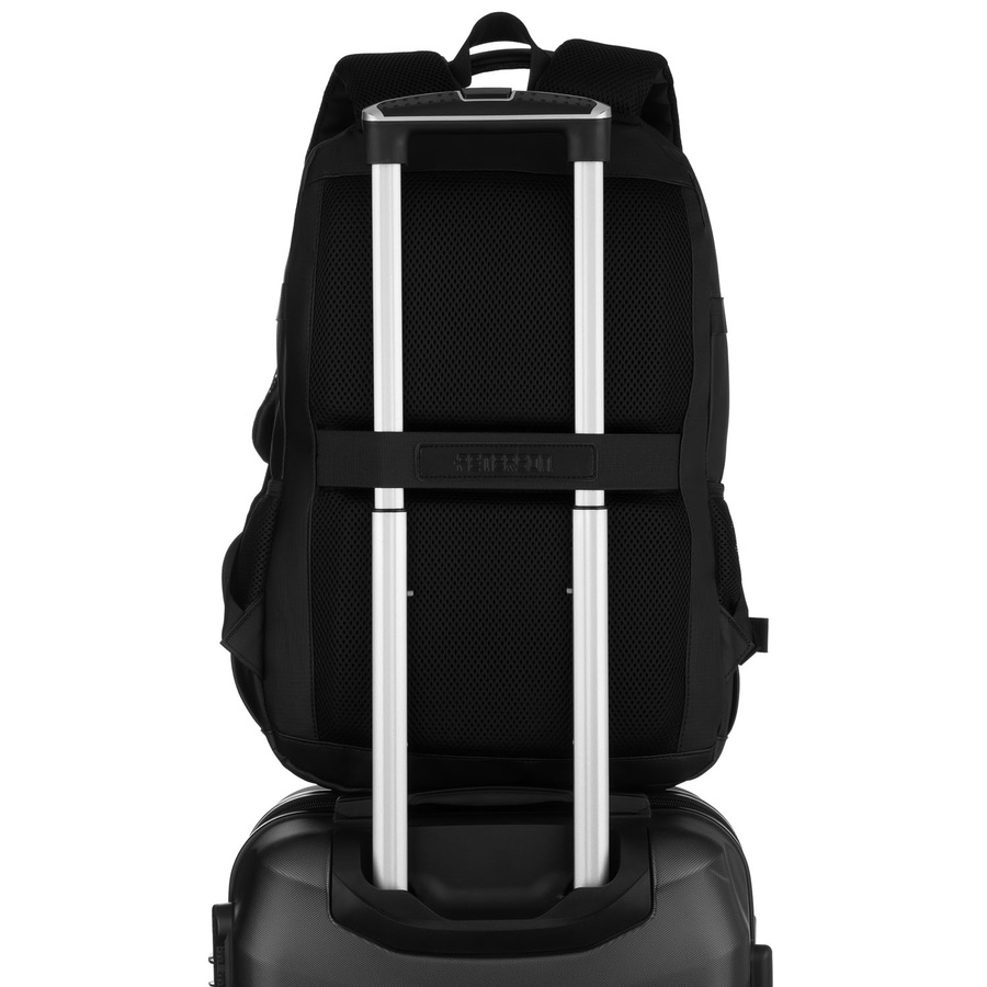 Großer Reise-Rucksack in Schwarz mit Laptopfach, mit Reißverschluss geschlossen - Peterson – Bild 9