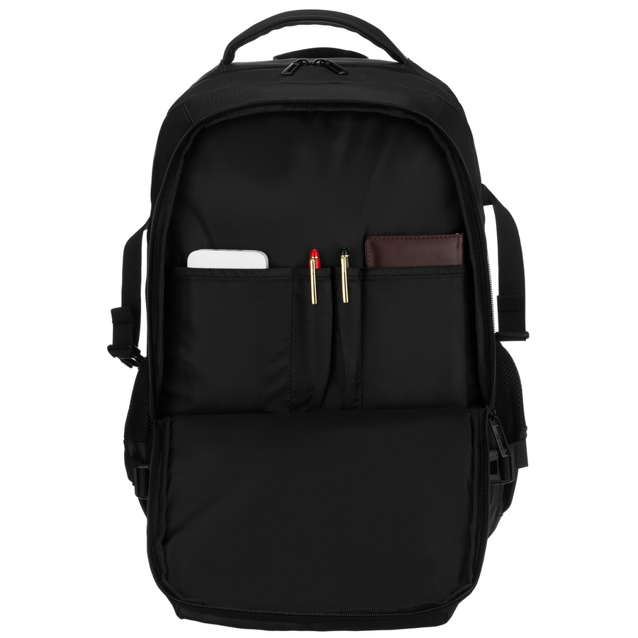 Großer Reise-Rucksack in Schwarz mit Laptopfach, mit Reißverschluss geschlossen - Peterson – Bild 13