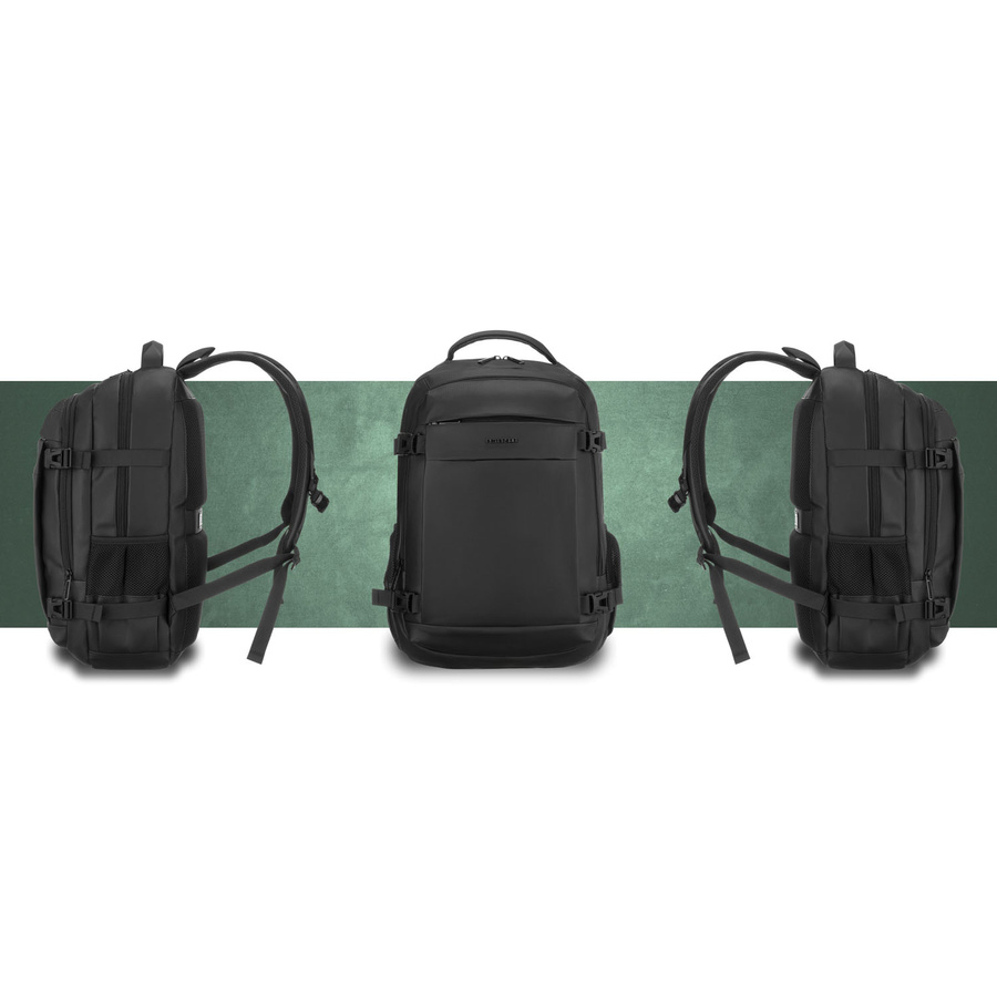 Großer Reise-Rucksack in Schwarz mit Laptopfach, mit Reißverschluss geschlossen - Peterson – Bild 14