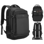 Großer Reise-Rucksack in Schwarz mit Laptopfach, mit Reißverschluss geschlossen - Peterson