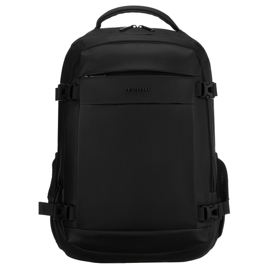 Großer Reise-Rucksack in Schwarz mit Laptopfach, mit Reißverschluss geschlossen - Peterson – Bild 4