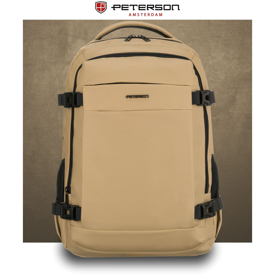 Großer Khaki-Reise-Rucksack mit Laptopfach, zweifach unterteilt – Peterson – Bild 2
