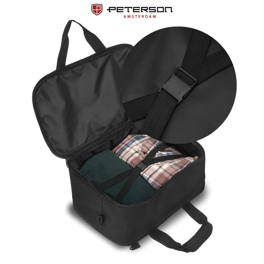 Reiserucksack in schwarz mit Reißverschluss, ideal für Handgepäck – Peterson – Bild 14