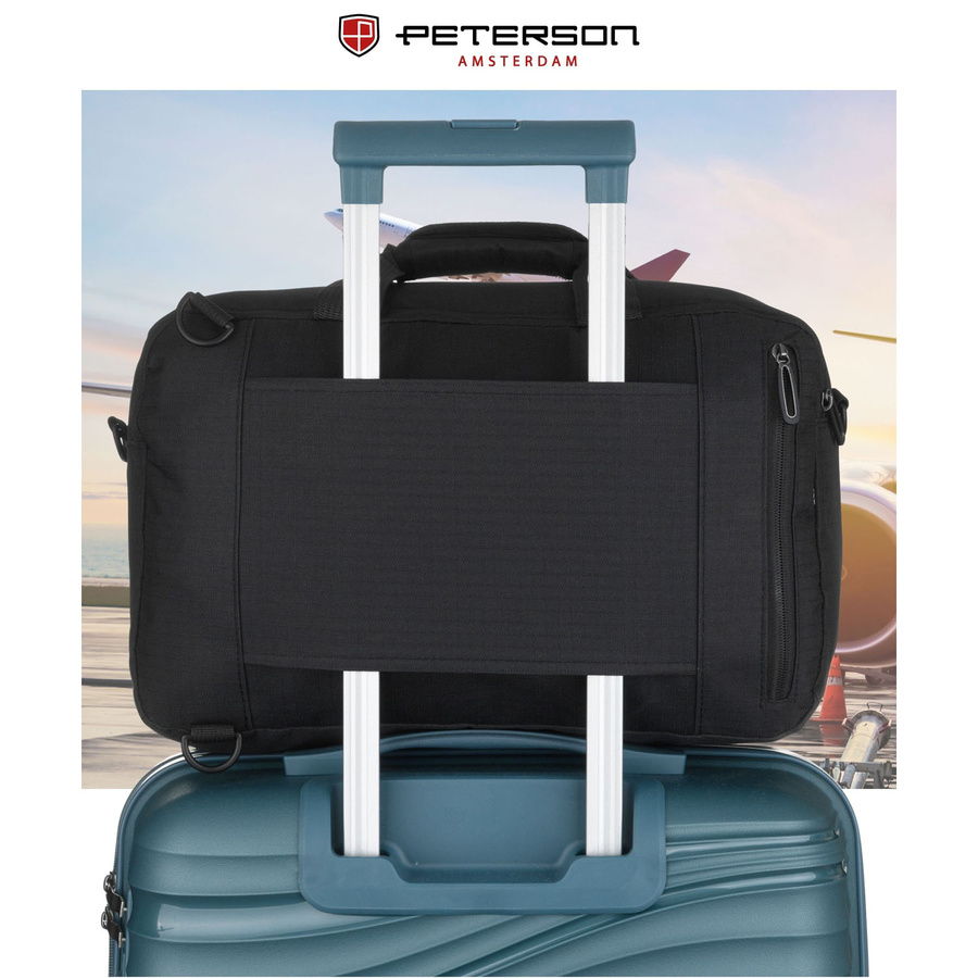 Reiserucksack in schwarz mit Reißverschluss, ideal für Handgepäck – Peterson – Bild 13