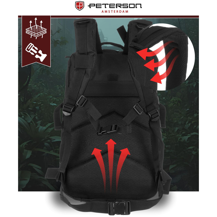 Großer, taktischer Militärrucksack aus Nylon in Schwarz – Peterson – Bild 10