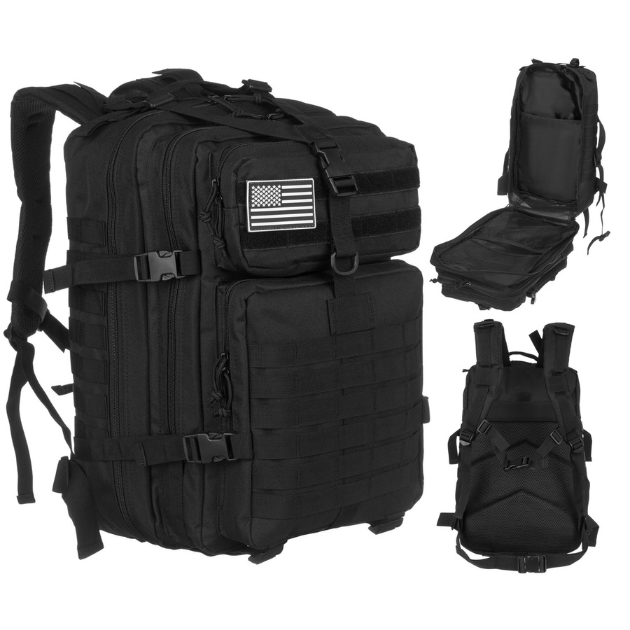 Großer, taktischer Militärrucksack aus Nylon in Schwarz – Peterson