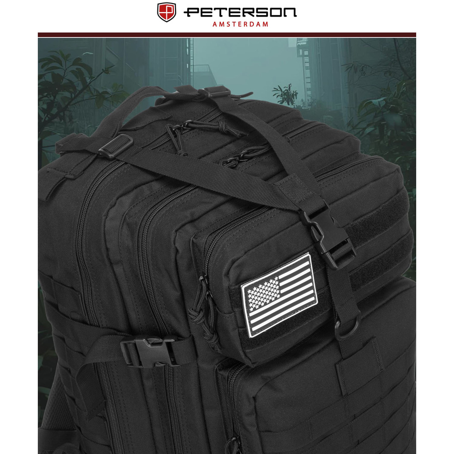 Großer, taktischer Militärrucksack aus Nylon in Schwarz – Peterson – Bild 15