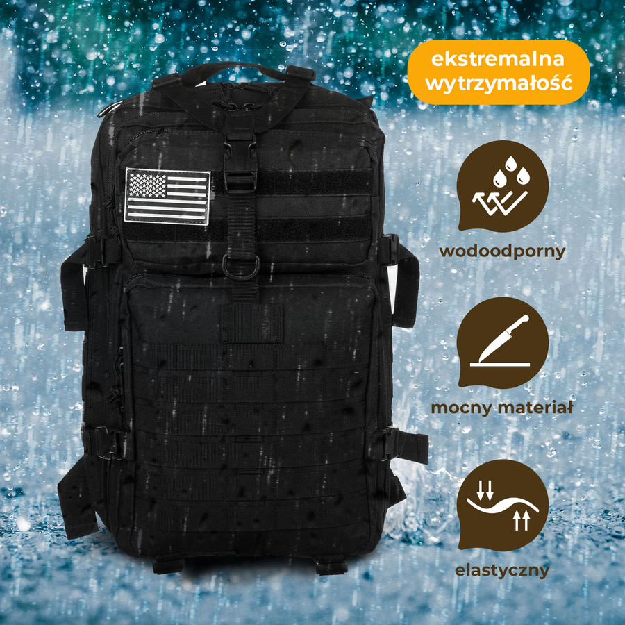 Großer, taktischer Militärrucksack aus Nylon in Schwarz – Peterson – Bild 7