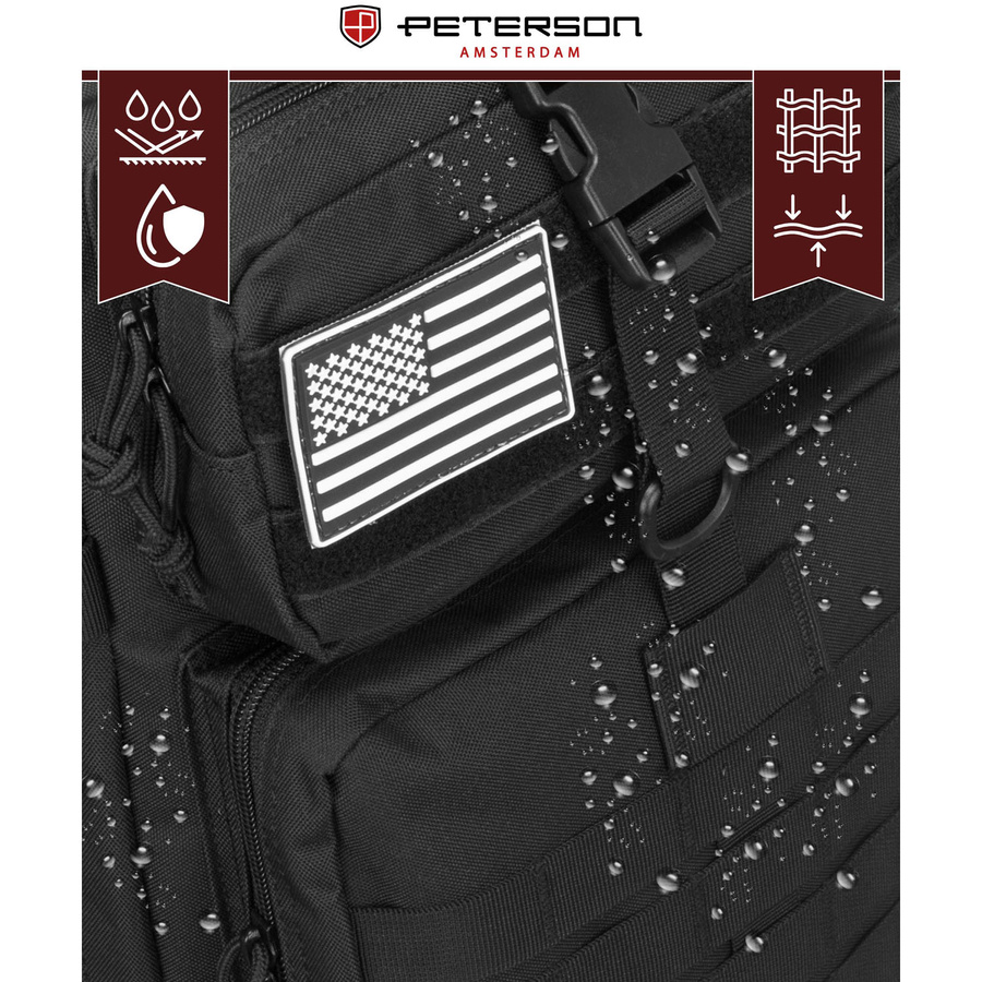 Großer, taktischer Militärrucksack aus Nylon in Schwarz – Peterson – Bild 21