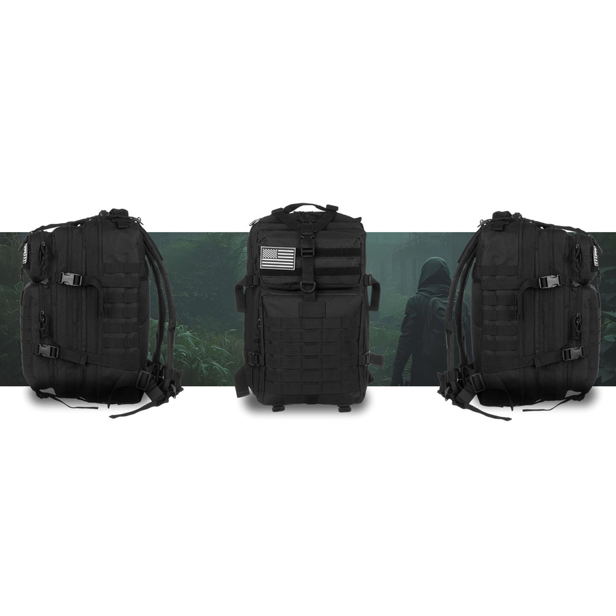 Großer, taktischer Militärrucksack aus Nylon in Schwarz – Peterson – Bild 11