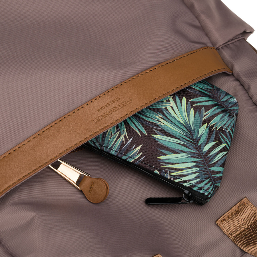 Peterson Damen-Rucksack aus Nylon, beige, mit verstellbaren Trägern, mit Reißverschluss. – Bild 16
