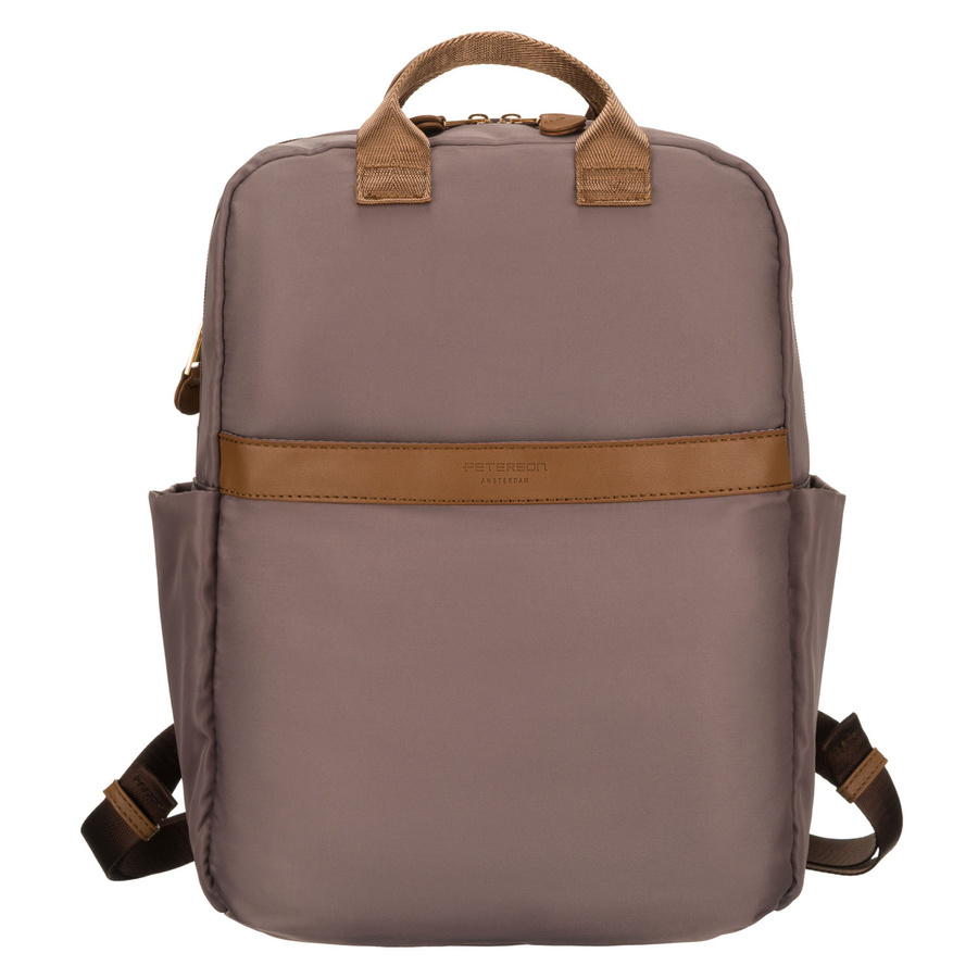 Peterson Damen-Rucksack aus Nylon, beige, mit verstellbaren Trägern, mit Reißverschluss. – Bild 4