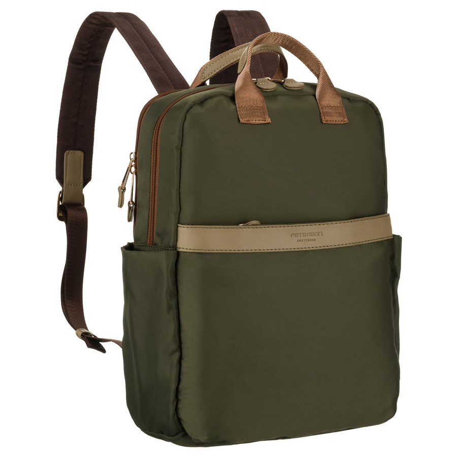 Damen-Rucksack aus Nylon in grüner Farbe mit Reißverschluss - Peterson