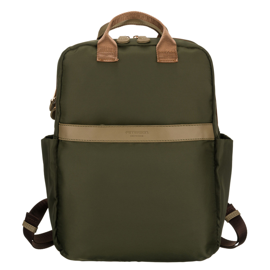 Damen-Rucksack aus Nylon in grüner Farbe mit Reißverschluss - Peterson – Bild 4