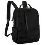 Damen-Rucksack aus schwarzem Nylon mit einem Riemen zur Befestigung am Koffer – Peterson