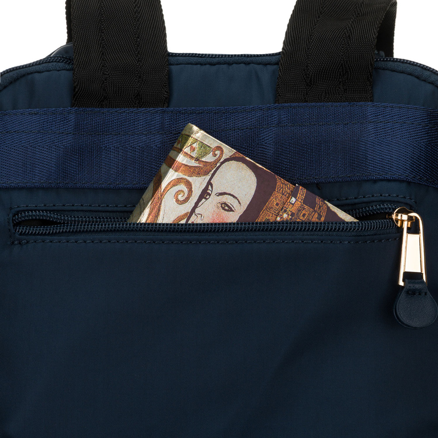 Damen-Rucksack aus Nylon in Marineblau mit einem Befestigungsgriff für den Koffer – Peterson – Bild 16