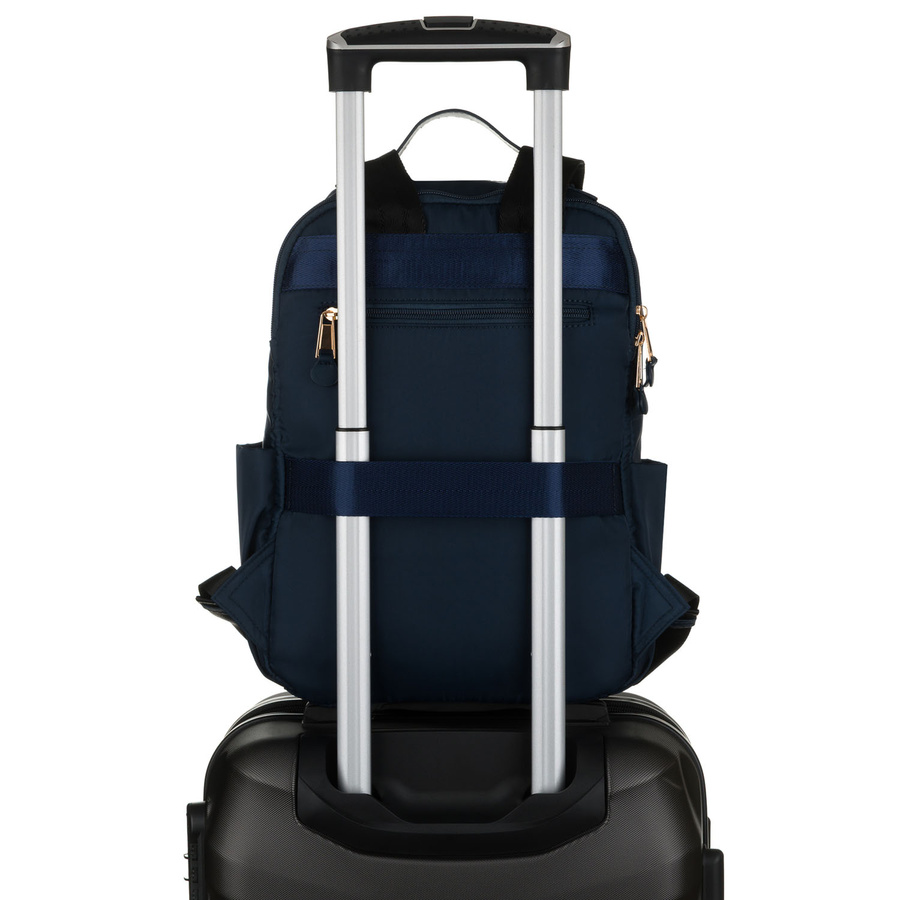 Damen-Rucksack aus Nylon in Marineblau mit einem Befestigungsgriff für den Koffer – Peterson – Bild 9
