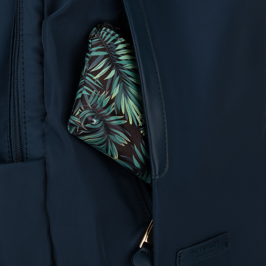 Damen-Rucksack aus Nylon in Marineblau mit einem Befestigungsgriff für den Koffer – Peterson – Bild 15