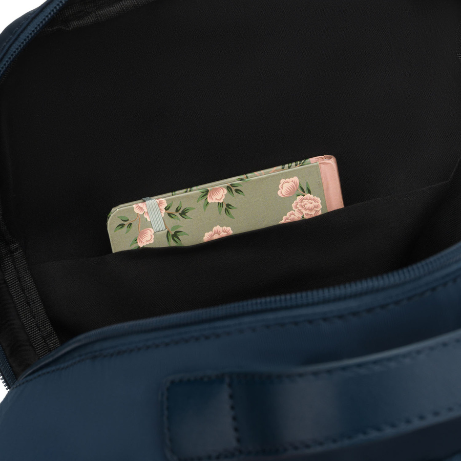 Damen-Rucksack aus Nylon in Marineblau mit einem Befestigungsgriff für den Koffer – Peterson – Bild 18