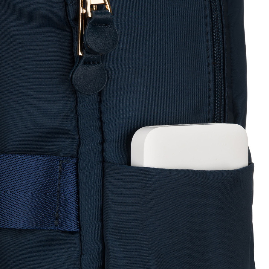 Damen-Rucksack aus Nylon in Marineblau mit einem Befestigungsgriff für den Koffer – Peterson – Bild 13