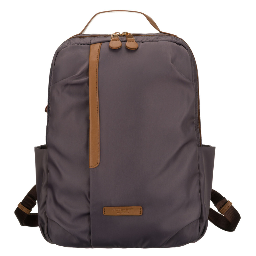 Damen-Rucksack in Grau, an verstellbaren Trägern hängend und mit Reißverschluss geschlossen - Peterson – Bild 4