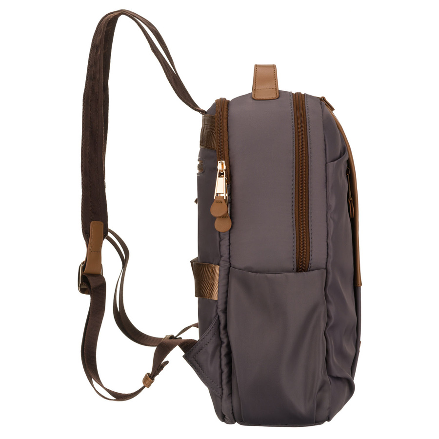 Damen-Rucksack in Grau, an verstellbaren Trägern hängend und mit Reißverschluss geschlossen - Peterson – Bild 6
