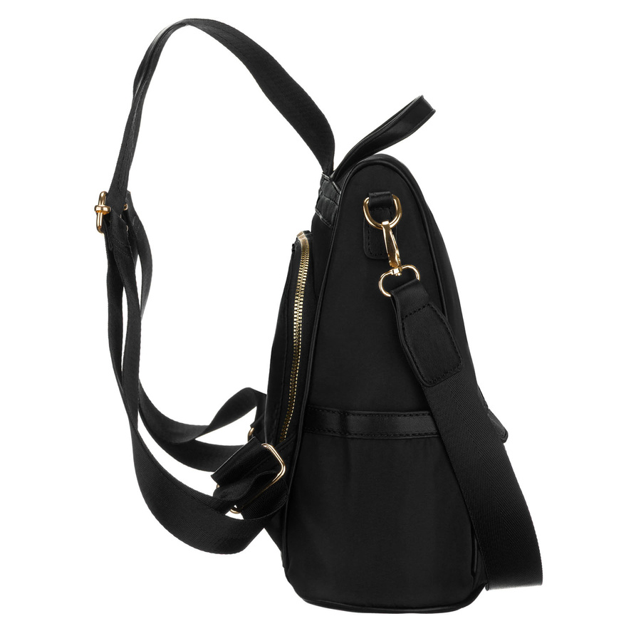 Schwarzer Damen-Rucksack aus Nylon und Öko-Leder, aufgehängt an verstellbaren Trägern - Peterson – Bild 8