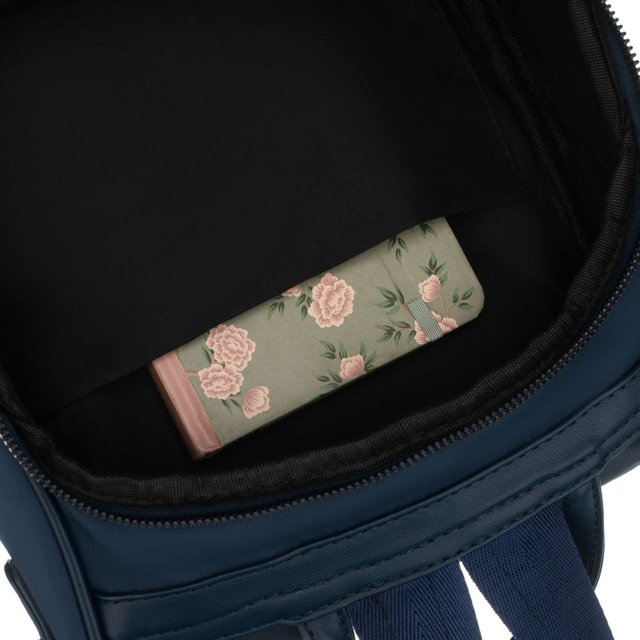 Damen-Rucksack aus Nylon und Öko-Leder in Marineblau, mit Reißverschluss – Peterson – Bild 18